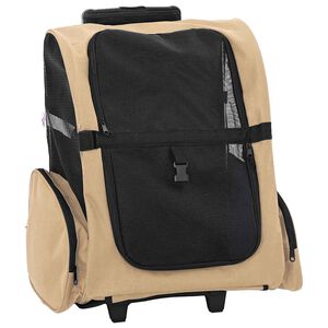 vidaXL Pet Trolley 3-in-1 Design Sand 48x32x(57-106) cm Oxford Fabric