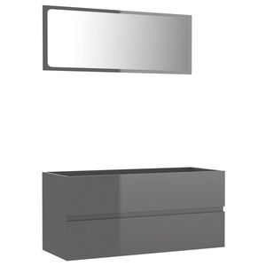vidaXL 2 Piece Bathroom Furniture Set High Gloss Grey Engineered Wood