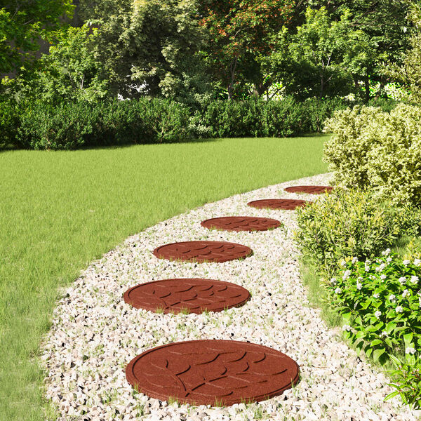 vidaXL Stepping Stone 6 pcs Red &Oslash; 44 x 2 cm Rubber