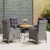 vidaXL 5 Piece Garden Bistro Set Poly Rattan Grey