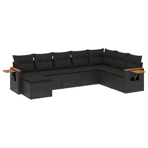 vidaXL 8 Piece Garden Sofa Set with Cushions Black Poly Rattan