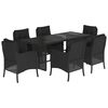vidaXL 7 Piece Garden Dining Set with Cushions Black Poly Rattan