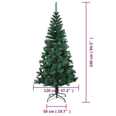 vidaXL Artificial Christmas Tree with Iridescent Tips Green 240 cm PVC