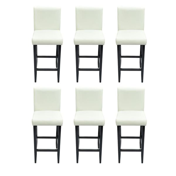 vidaXL Bar Stools 6 pcs White Faux Leather