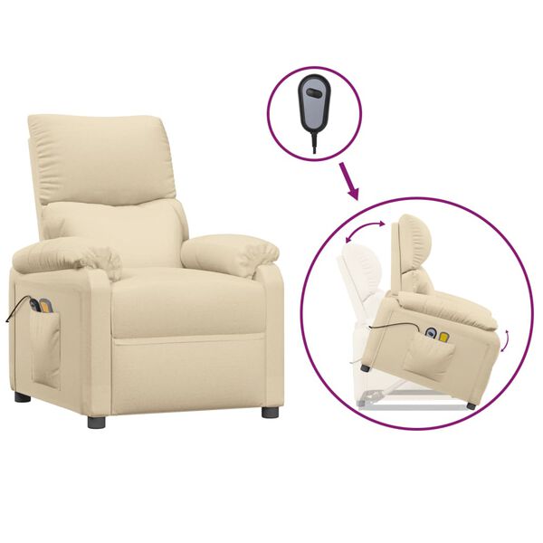 vidaXL Stand up Massage Chair Cream Fabric