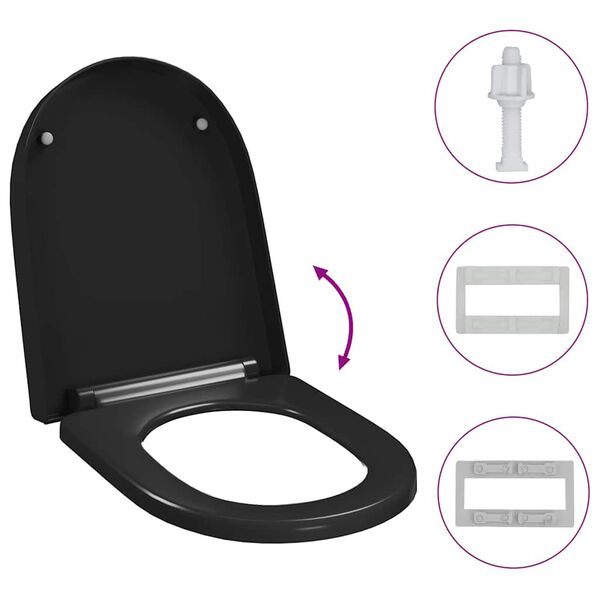 vidaXL Soft-close Toilet Seat with Quick-release Design Black