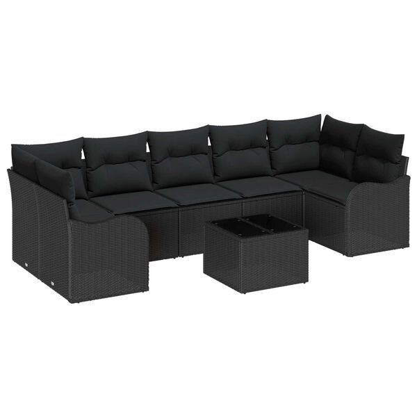 vidaXL Garden Sofa Set Black 55 x 55 x 37 cm Poly Rattan