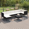 vidaXL 8 Piece Garden Lounge Set with Cushions Poly Rattan Black