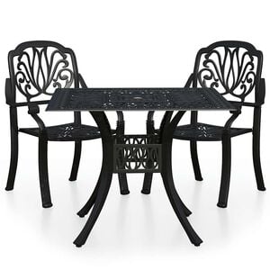 vidaXL 3 Piece Bistro Set Cast Aluminium Black