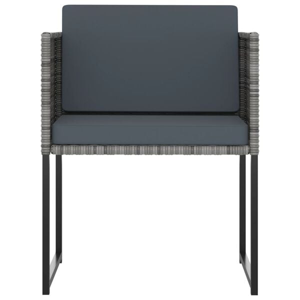 vidaXL 9 Piece Garden Dining Set with Cushions Poly Rattan Grey