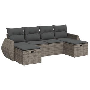 vidaXL 6 Piece Garden Sofa Set with Cushions Grey Poly Rattan