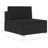 vidaXL 3 Piece Garden Sofa Set with Cushions Poly Rattan Black