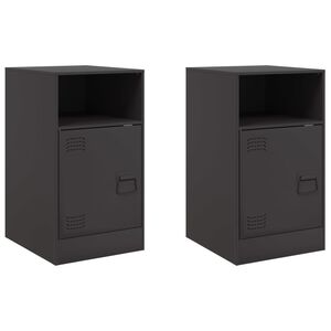 vidaXL Bedside Cabinets 2pcs Black 34.5x39x62 cm Steel