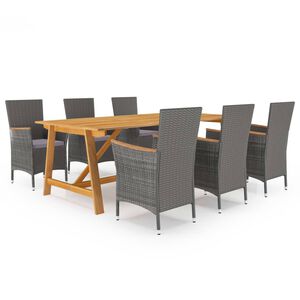 vidaXL 7 Piece Garden Dining Set Grey
