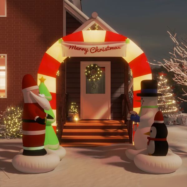 vidaXL Christmas Inflatable Santa & Snowman Arch Gate LED 260 cm