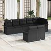 vidaXL Garden Sofa Set with Cushion 8 pcs Black Poly Rattan