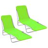 vidaXL Folding Sun Loungers 2 pcs Steel and Fabric Green
