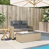 vidaXL Reclining Garden Bench with Cushions Beige Poly Rattan