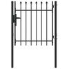 vidaXL Fence Gate Boxtel Single Door with Spike Top Steel 1x1 m Black