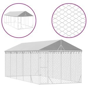 vidaXL Outdoor Dog Kennel with Roof Silver 3x7.5x2.5 m Galvanised Steel