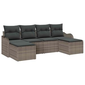 vidaXL Garden Sofa Set 6 pcs Grey Poly Rattan