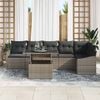 vidaXL Garden Sofa Set with Cushion 7 pcs Grey Poly Rattan