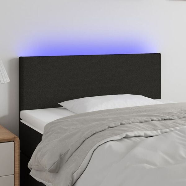 vidaXL LED Headboard Black 100 cm Fabric