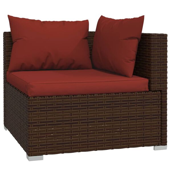 vidaXL 7 Piece Garden Lounge Set with Cushions Brown Poly Rattan