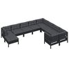 vidaXL 10 Piece Garden Lounge Set with Cushions Black Pinewood