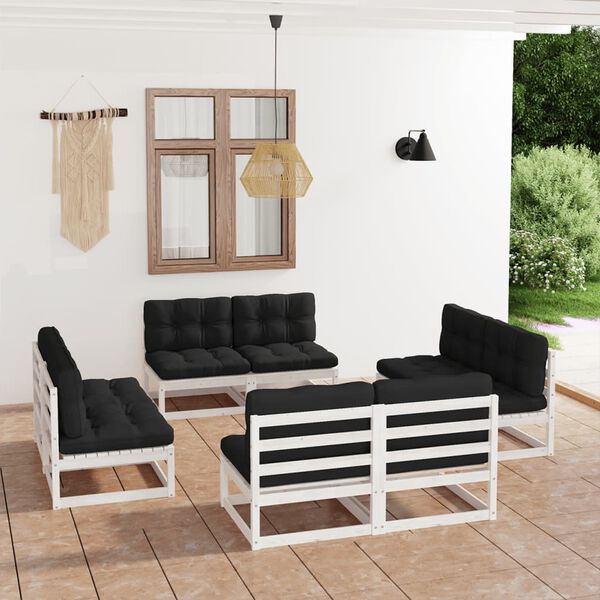 vidaXL 8 Piece Garden Lounge Set with Cushions Solid Pinewood