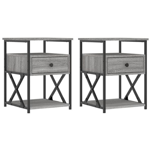 vidaXL Bedside Cabinets 2 pcs Grey Sonoma 40x42x55 cm Engineered Wood