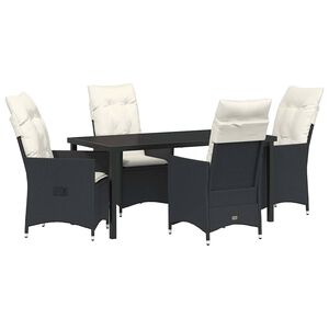 vidaXL Garden Dining Set 5 pcs Black Poly Rattan