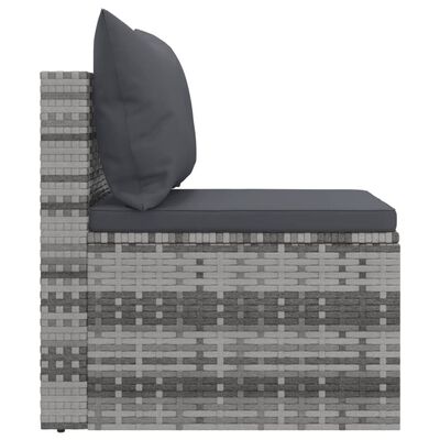 vidaXL Garden Middle Sofas with Cushions 2 pcs Grey Poly Rattan