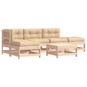 vidaXL 6 Piece Garden Lounge Set with Cushions Solid Wood