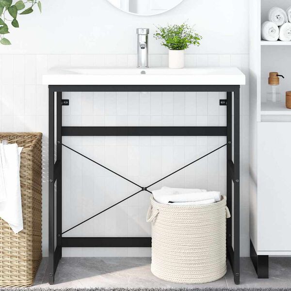 vidaXL Bathroom Washbasin Frame Black 79x38x83 cm Iron