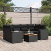vidaXL 7 Piece Garden Sofa Set with Cushions Black Poly Rattan