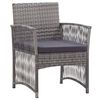 vidaXL Garden Armchairs with Cushions 2 pcs Grey Poly Rattan
