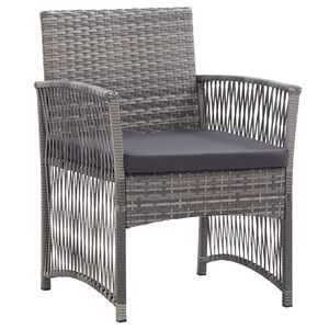 vidaXL Garden Armchairs with Cushions 2 pcs Grey Poly Rattan