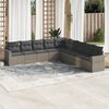 vidaXL 9 Piece Garden Sofa Set with Cushions Grey Poly Rattan