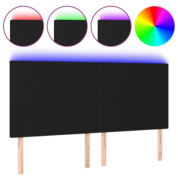 vidaXL LED Headboard Black 200 cm Fabric