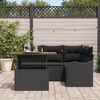 vidaXL Garden Sofa Set with Cushion 5 pcs Black Poly Rattan