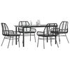 vidaXL 5 Piece Garden Dining Set with Cushions Black Poly Rattan Glass