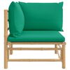 vidaXL Garden Corner Sofa with Green Cushions Bamboo