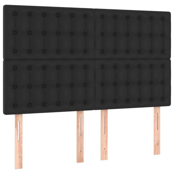 vidaXL Headboard Black 144x5x118/128 cm Faux Leather