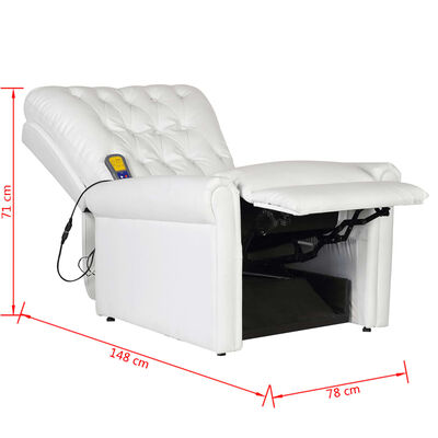 vidaXL Massage Recliner Chair White Faux Leather