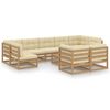 vidaXL 10 Piece Garden Lounge Set&Cushions Honey Brown Solid Pinewood