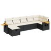 vidaXL 7 Piece Garden Sofa Set with Cushions Black Poly Rattan
