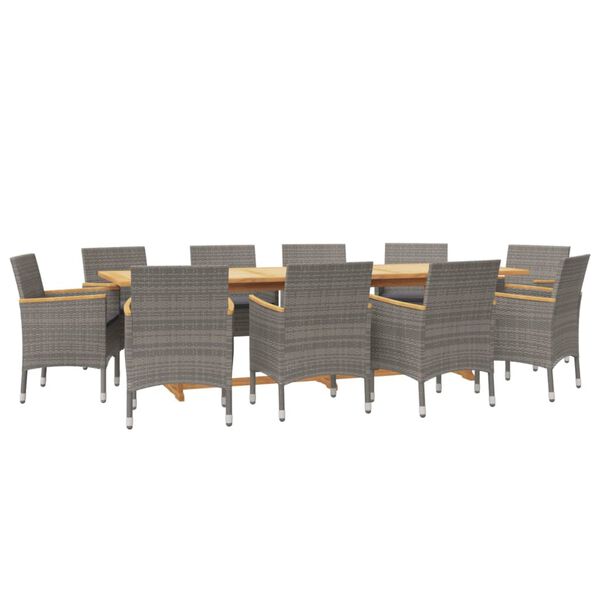 vidaXL 11 Piece Garden Dining Set with Cushions Grey