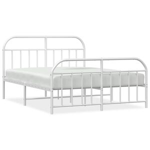 vidaXL Metal Bed Frame without Mattress with Footboard White 150x200cm