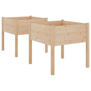vidaXL Garden Planter | Set of 2 | Natural wood | Solid pinewood | Medium